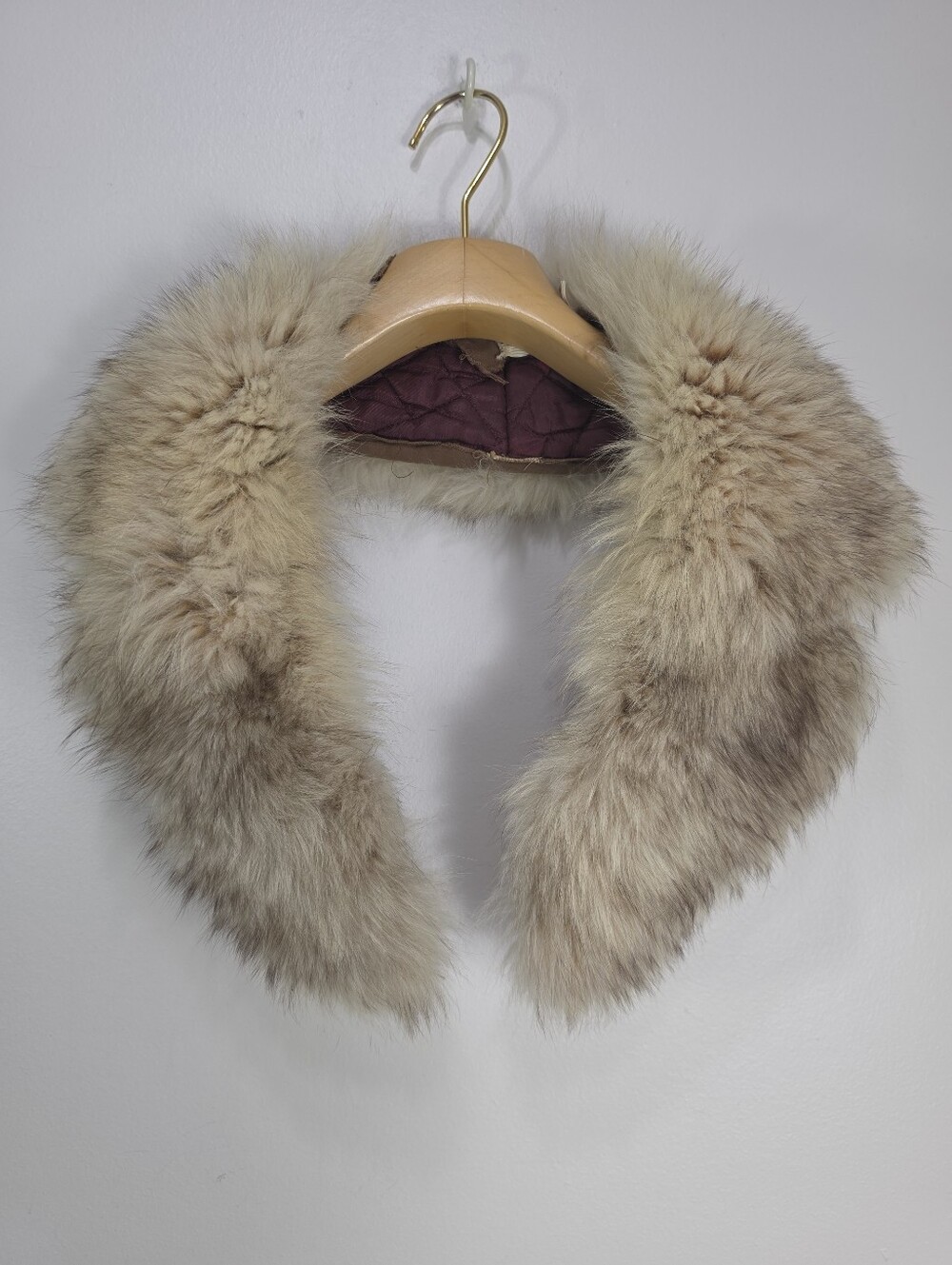 Vintage Real Fur Collar Beige Taupe